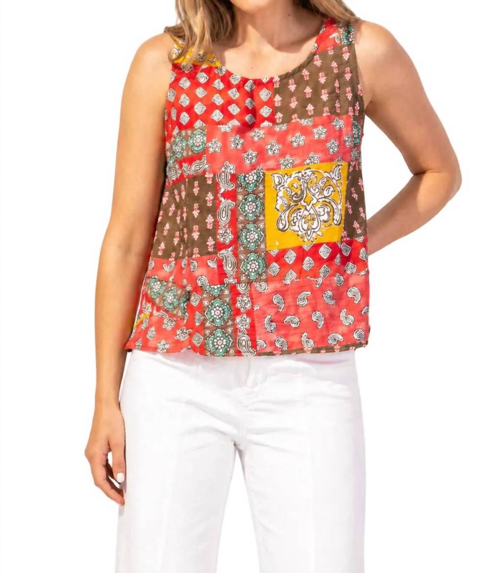 NEW ESCAPE BY HABITAT button back patchwork paisley tank in coral